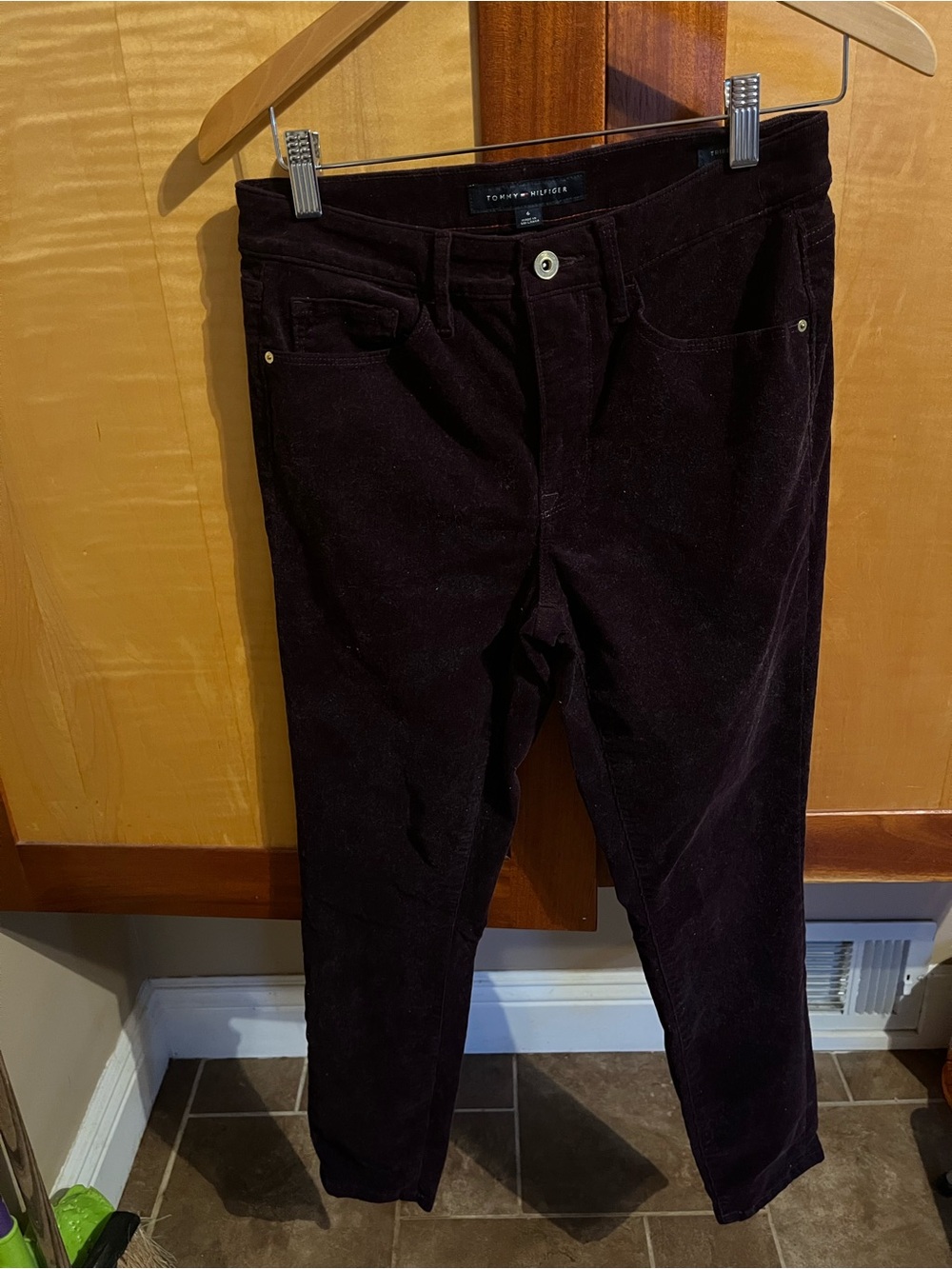 Tommy Hilfiger Women's Dark Burgundy Corduroy Pants